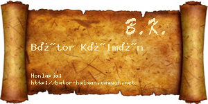 Bátor Kálmán névjegykártya